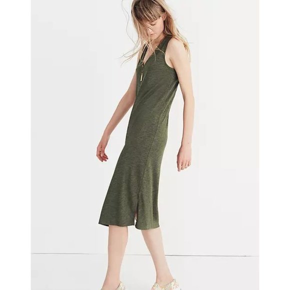 MADEWELL Green V-Neck Jersey Tank Dress sz XS - Picture 2 of 10